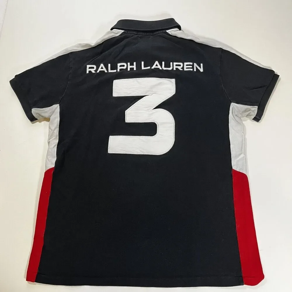 Polo Ralph Lauren Germany Polo Shirt Vintage Porsche Black Custom Fit DEU Rugby